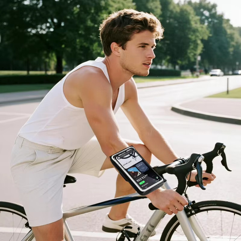 HAISSKY Doppelgürtel-Armbandtasche für iPhone und Xiaomi in Schwarz für Outdoor, Cycling und Workout - Bild 4