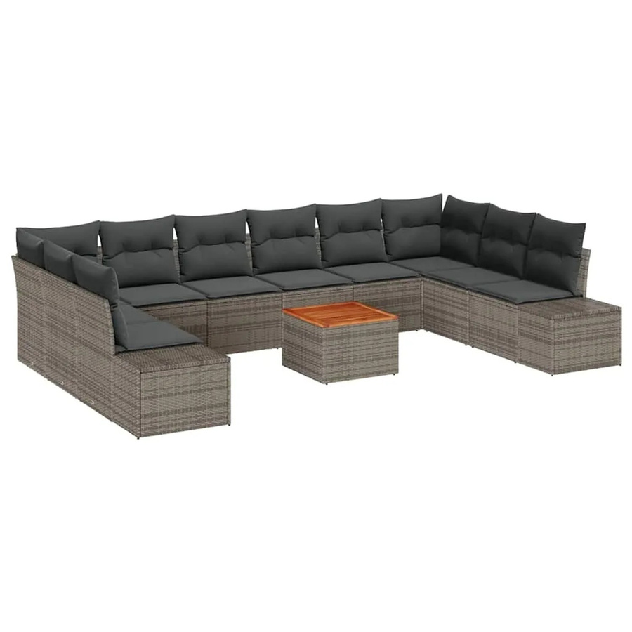 vidaXL Garten-Sofa-Set 11-teilig in Grau mit PE-Rattan, Akazienholz und Stauraumfunktion - Bild 2