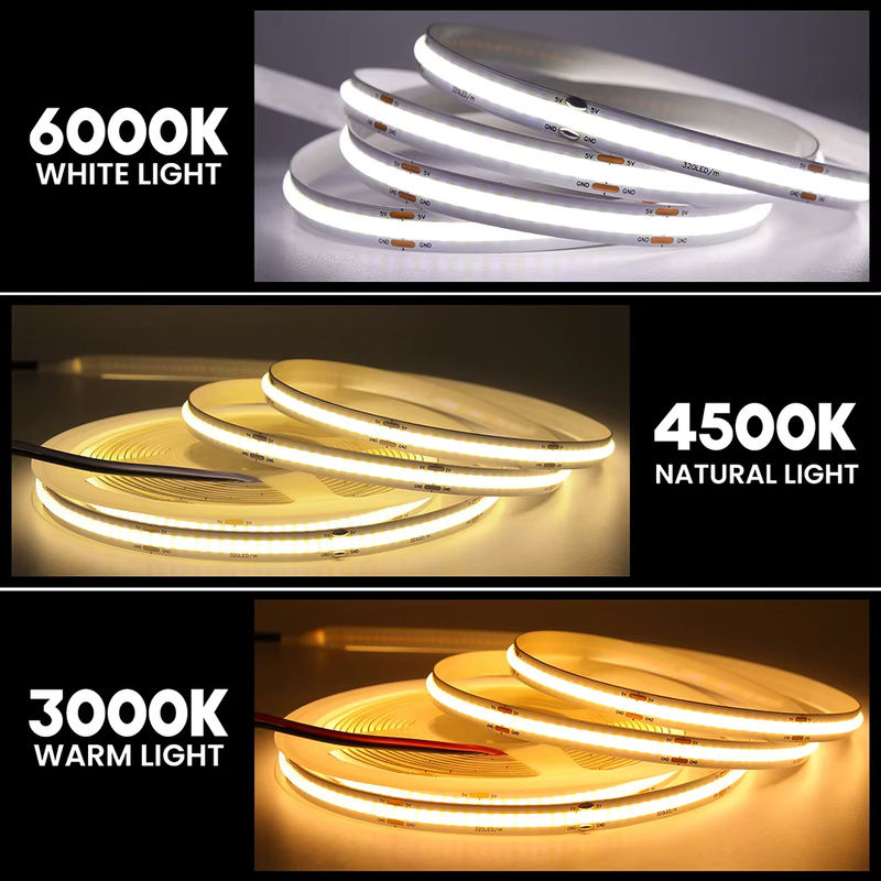 KISUFU COB-LED-Streifen RGB mit hoher Helligkeit und selbstklebendem Klebeband, 12 V, 320 LEDs/m - Bild 2