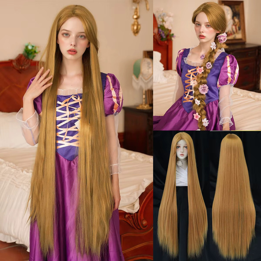 Anime Rapunzel Prinzessin Cosplay Kostüm, blonde Perücke, für Mädchen und Frauen - Bild 2