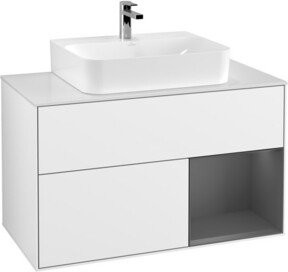 V&B Waschtischunterschrank Finion 100 in Weiß glänzend lackiert, B/T/H: 100 x 50,1 x 50,1 cm - Bild 1