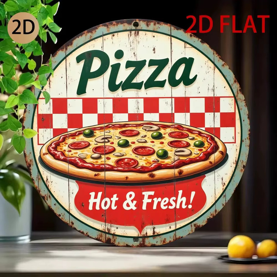CIFBUY Vintage Pizza Metallschild Rund Wanddekoration Multicolour Durchmesser: 20 cm - Bild 5