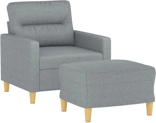 vidaXL Sessel mit Hocker in Hellgrau, moderner Relax-Sessel aus Stoff für das Wohnzimmer - Bild 1