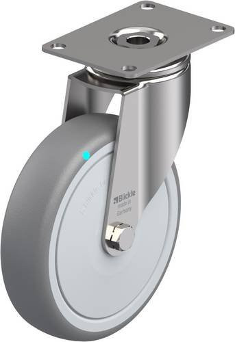 Blickle Lenkrolle LKPXA-TPA 126KFD-26 aus Edelstahl und Kunststoff in Silber, Rad-Durchmesser: 125 mm, Tragfähigkeit: 120 kg - Bild 1