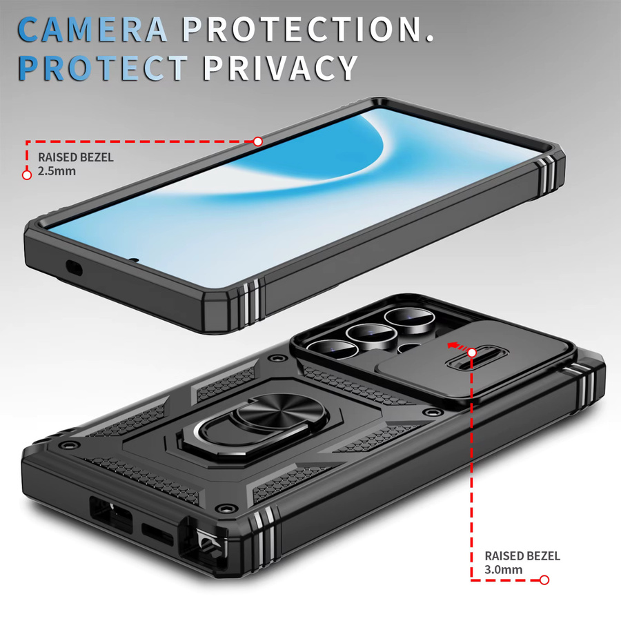 Samsung Kamera Slide Armor Schutzhülle mit 360 Grad drehbarer Abdeckung für Galaxy S25 S24 S23 S22 S21 Ultra Plus FE in Schwarz oder Weiß - Bild 3