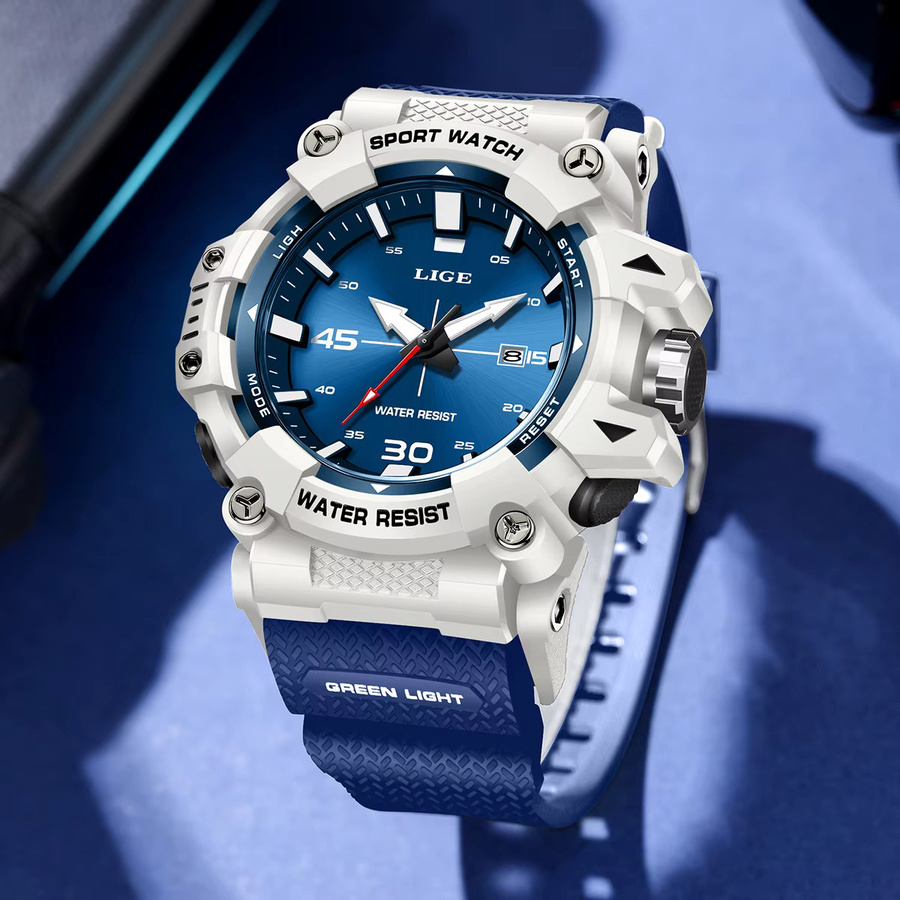 LIGE Armbanduhr Quarz, Silikon, Blau, Herren - Bild 3