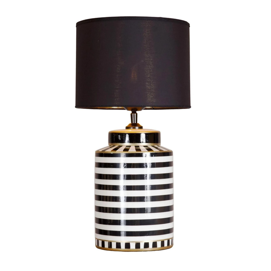 PR Home Gatsby Tischleuchte im Art-déco-Stil aus Keramik, Schwarz-Gold, B/T/H: 25 x 48 x 48 cm - Bild 2