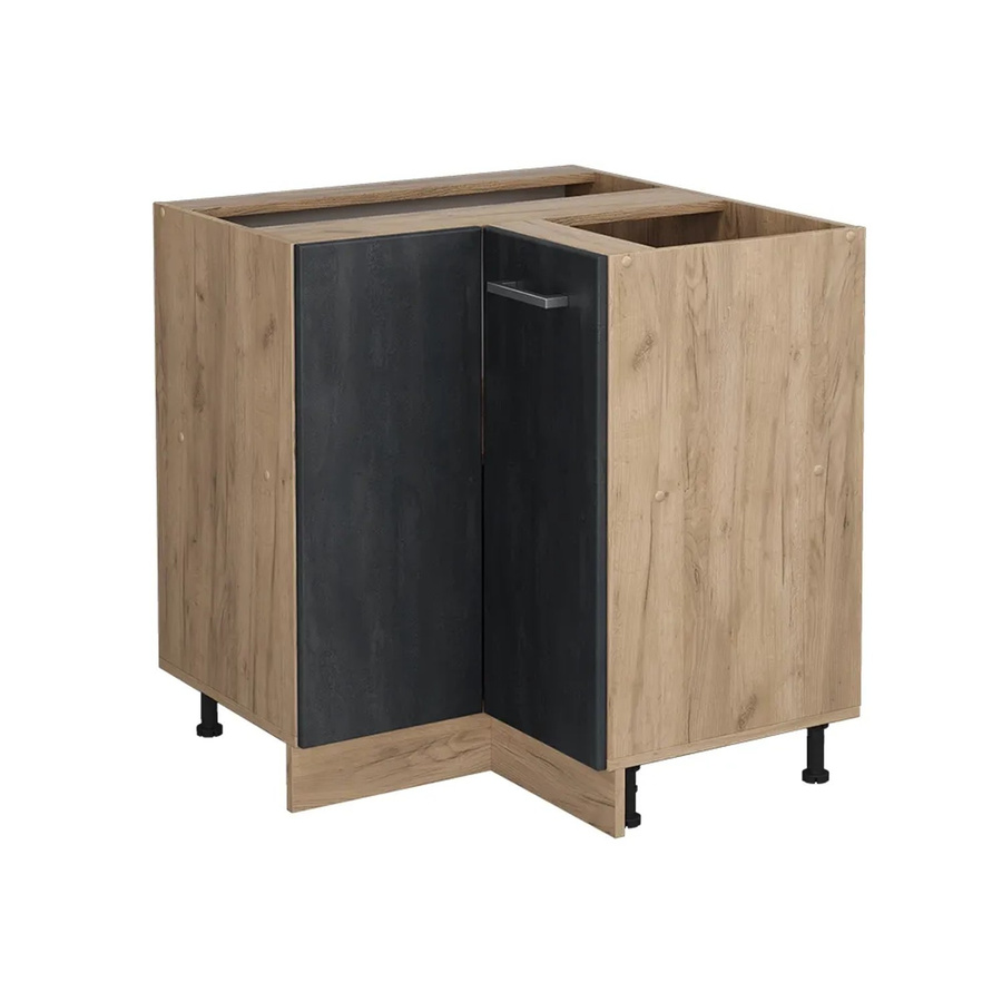 Vicco Eckunterschrank R-Line Schwarz Beton Eiche ohne Arbeitsplatte Höhe: 87 cm, Breite: 81,6 cm, Tiefe: 46 cm - Bild 2