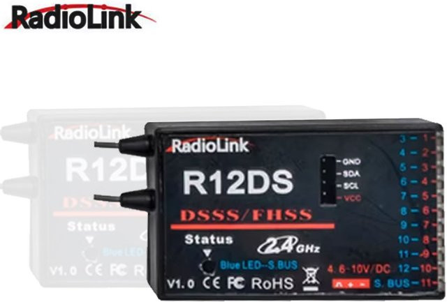 Radiolink R12DS 2.4G RC-Empfänger in Schwarz für RC-Flugzeuge und Drohnen - Bild 1