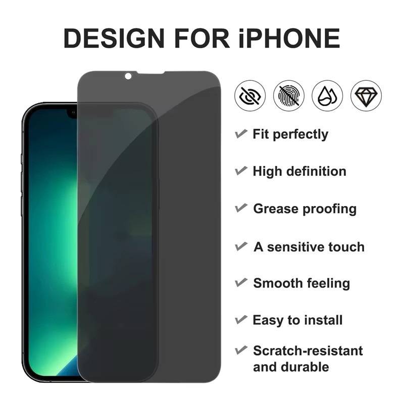 3er Set Anti-Spionage Displayschutzfolien mit 3 Glitzer-Objektivabdeckungen für Apple iPhone 11 bis iPhone 17 Pro Max in Schwarz und Silber - Bild 3