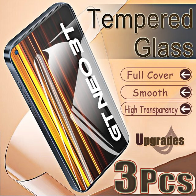 3er-Set gehärtetes Glas als Displayschutz für Realme GT Neo 3T, transparent, kompatibel mit Fingerabdruck-Scanner - Bild 1