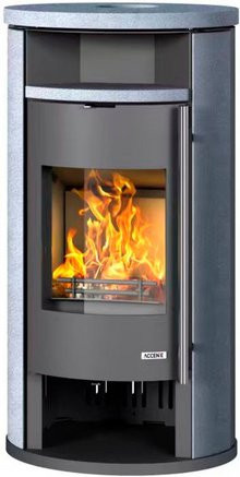 accente Kaminofen Verona II 4.0 GTS AL in Grau aus Stahl mit Naturstein-Optik, B/T/H: 120 x 53 x 112,6 cm - Bild 1