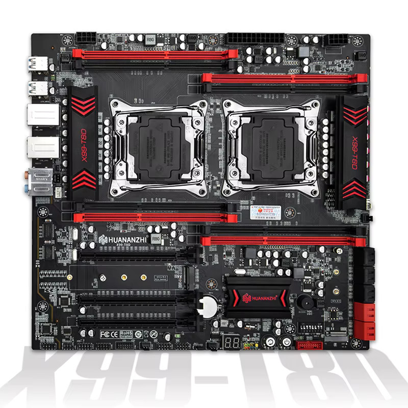 HUANANZHI X99 T8D Dual CPU Mainboard Kit in Schwarz mit Unterstützung für E5 V3 V4 Prozessoren, DDR3 RAM bis 256 GB 1866 MHz und M.2 NVME NGFF sowie USB 3.0 - Bild 3