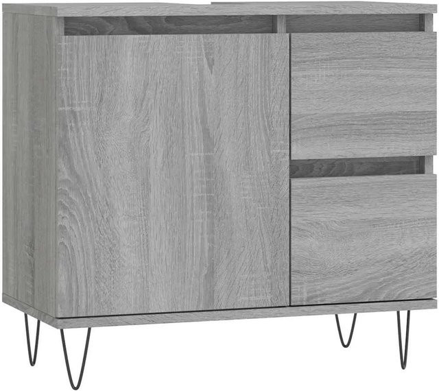 vidaXL Badschrank in Grau Sonoma im industriellen Stil aus Holzwerkstoff und Eisen, B/T/H: 65 x 33 x 60 cm - Bild 1