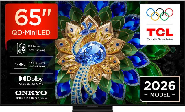 TCL 65A400U QD-Mini LED Smart TV in Schwarz mit 4K UHD, Wi-Fi und Bluetooth - Bild 1
