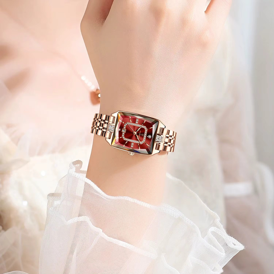 POEDAGAR Armbanduhr Edelstahl, Quarz, Datum, Damen, Roségold - Bild 5