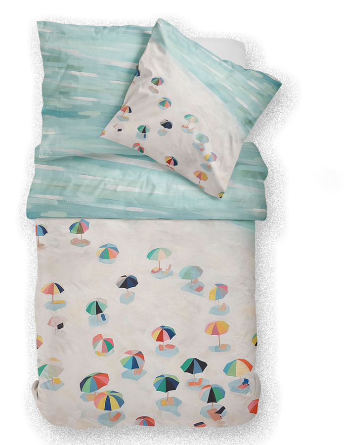 Sympathica Mako-Satin Bettwäsche Set Strand und Meer Motiv, Wende Design, Mehrfarbig, B/H: 155 x 220 cm und 80 x 80 cm - Bild 1