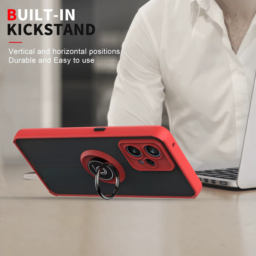 Realme 9 Pro Plus RMX3392 RMX3393 Handyhülle mit Metallring-Halter und Silikon-Stoßfänger, matte Rückseite, harte Schutzhülle - Bild 3