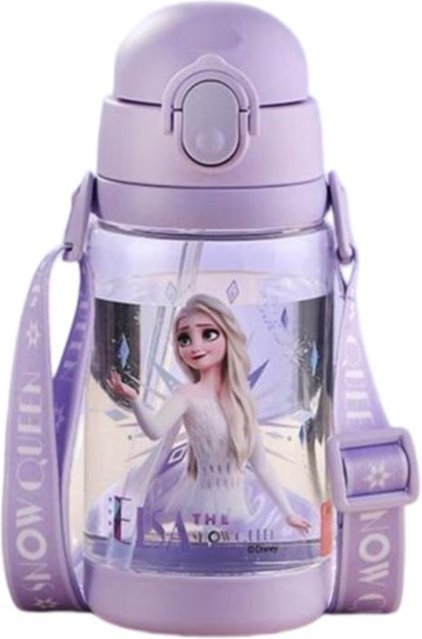 Disney Kinder-Wasserflasche für Mädchen mit Elsa Motiv, sturzfest mit Strohhalm, 520ml - Bild 1