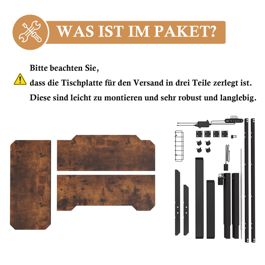 Radlove Elektrisch Höhenverstellbarer Eckschreibtisch in L-Form, Braun - Bild 6