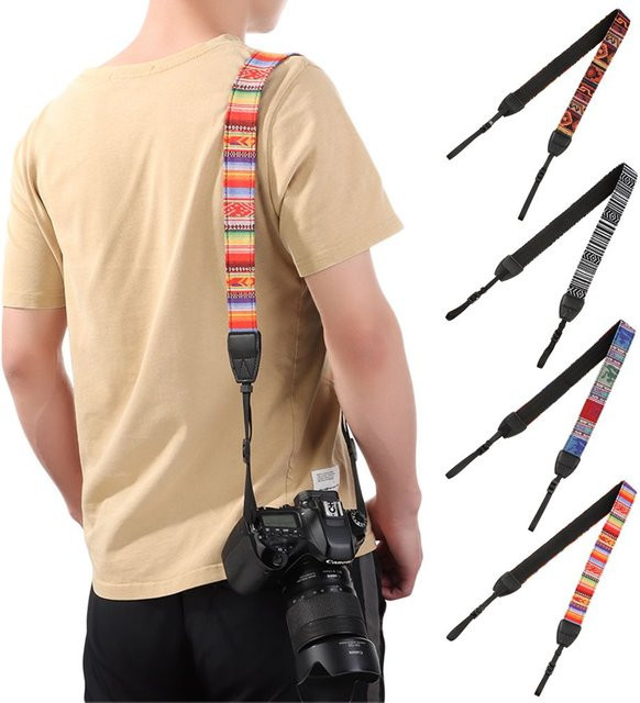 Retro ethnische SLR Kamera Lanyard in Multicolour als Schultergurt für DSLR und DSLKameras - Bild 1