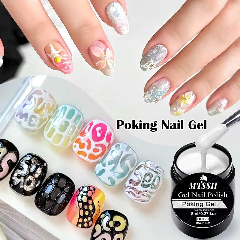 MTSSII Poking Nail Gel, Weiß & Schwarz, 8 ml, Glänzend - Bild 3