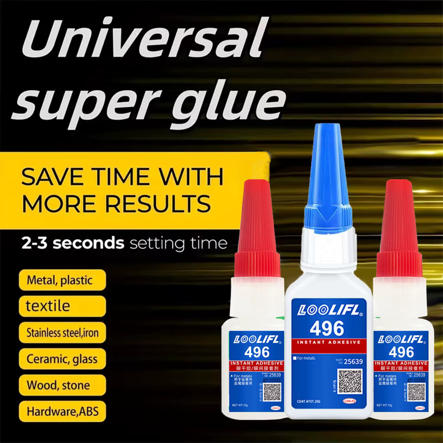 LOOLIFL Super-Kleber Cyanoacrylat transparent für Metall, Kunststoff, Holz, Keramik, Glas und DIY-Reparaturen - Bild 2