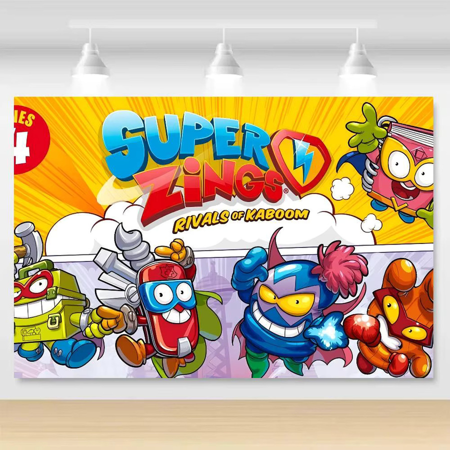 Mesuca SuperZings Fotohintergrund für Kindergeburtstage und Party-Dekoration, Mehrfarbig, 70 x 70 cm - Bild 1