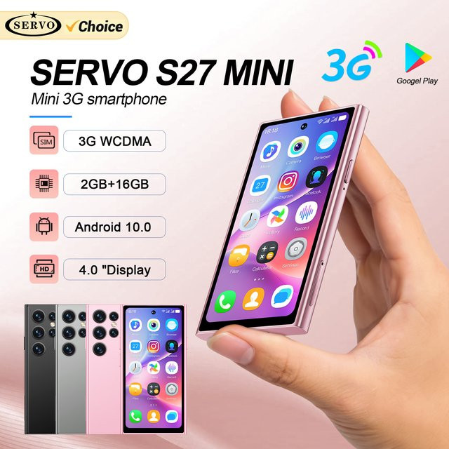 SERVO S27 Mini-Smartphone in Grau mit Android 10.0, 4,0 Zoll Display, 2 GB RAM, 16 GB Speicher, WCDMA 3G, Dual SIM und GPS - Bild 1
