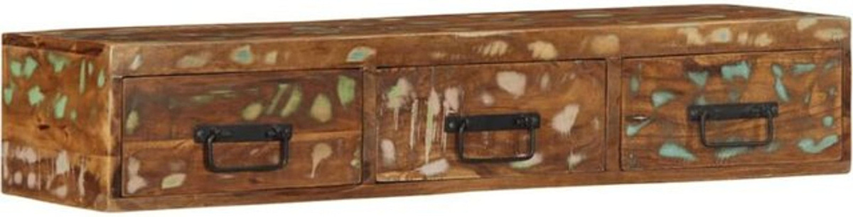 Vidaxl TV-Schrank aus Massivholz im Industrial Design, Braun/Bunt, B/H/T: 100 x 19 x 30 cm - Bild 1