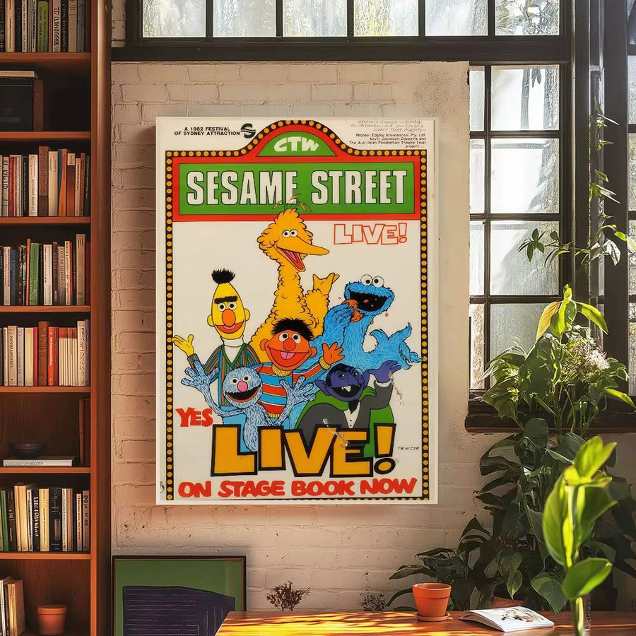 Wasserfeste Kinder-Cartoon Wandaufkleber mit Sesamstraße Motiv in Mehrfarbig, Retro-Design auf Papier - Bild 4