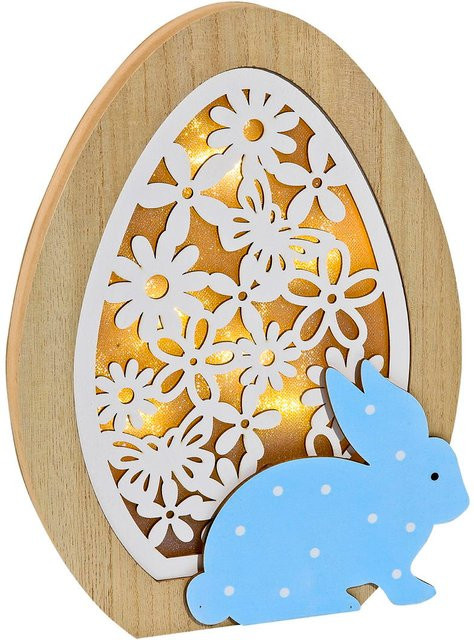 Osterdeko mit LED-Beleuchtung von St. Benno Verlag, Hase und Osterei in Weiß - Bild 1