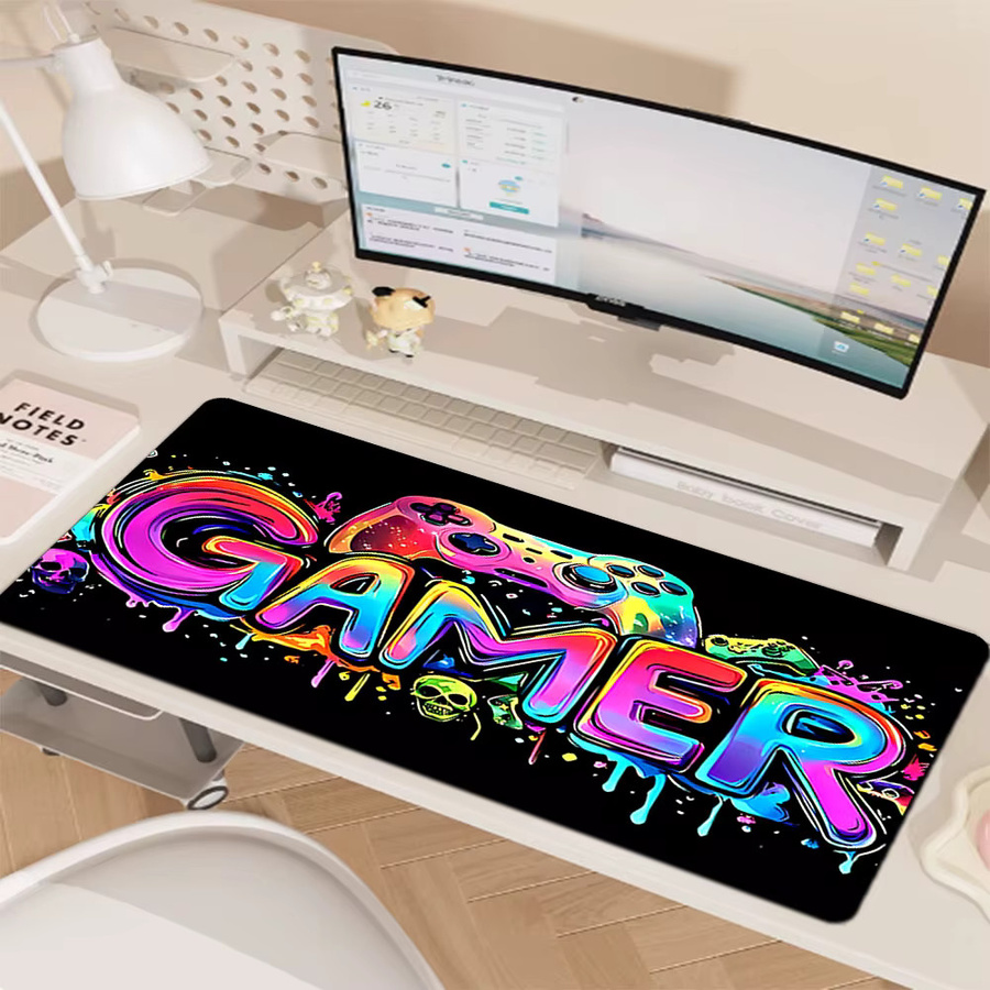 Buntes Gaming Mauspad mit matter Oberfläche für Computer und Tastatur, Schreibtischmatte für Büro und Gaming, Mehrfarbig - Bild 3