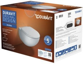 Duravit Wand-WC Architec Rimless Tiefspüler Set mit WC-Sitz und Durafix in Weiß