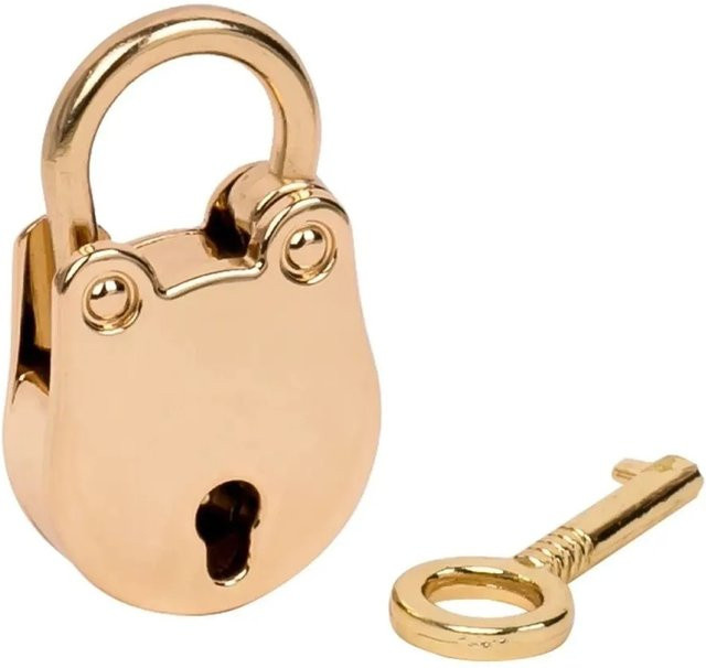 HMF Mini Deko Vorhängeschloss mit Schlüssel in Gold, B/H/T: 3,8 x 2,5 x 1,0 cm - Bild 1