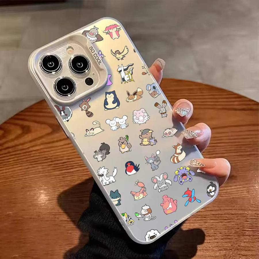 Potdemiel Anime Pokemon Handyhülle aus Silikon in Silber für iPhone 12 bis iPhone 17 Modelle mit Laser IMD Effekt - Bild 2