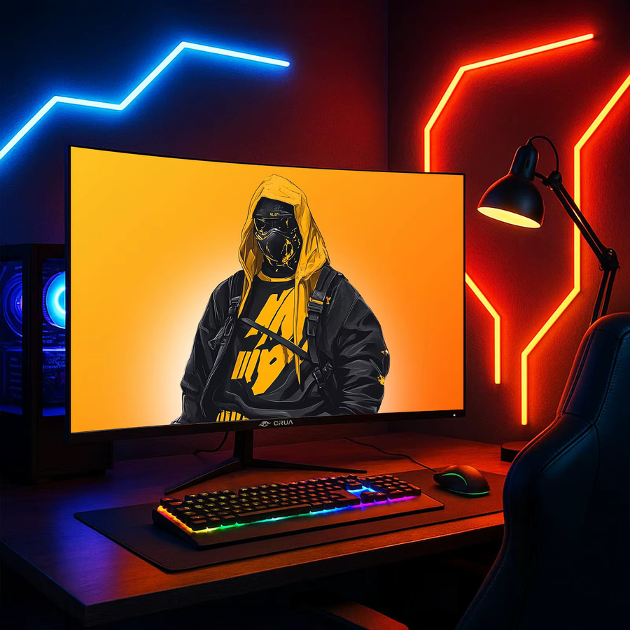 CRUA 32 Zoll Curved Gaming-Monitor mit VA-Panel, 3440x1440p QHD Auflösung, 165Hz Bildwiederholrate, 1500R Krümmung, 120% sRGB, AMD Freesync, HDMI und DisplayPort, Schwarz - Bild 5