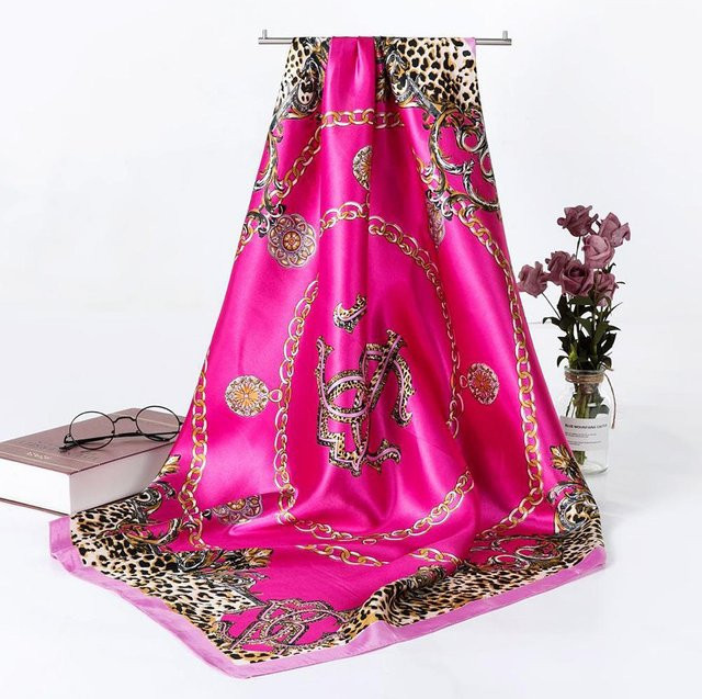 Silk City Ketten-Seidenschal, Damen, pink, 90*90cm - Bild 1