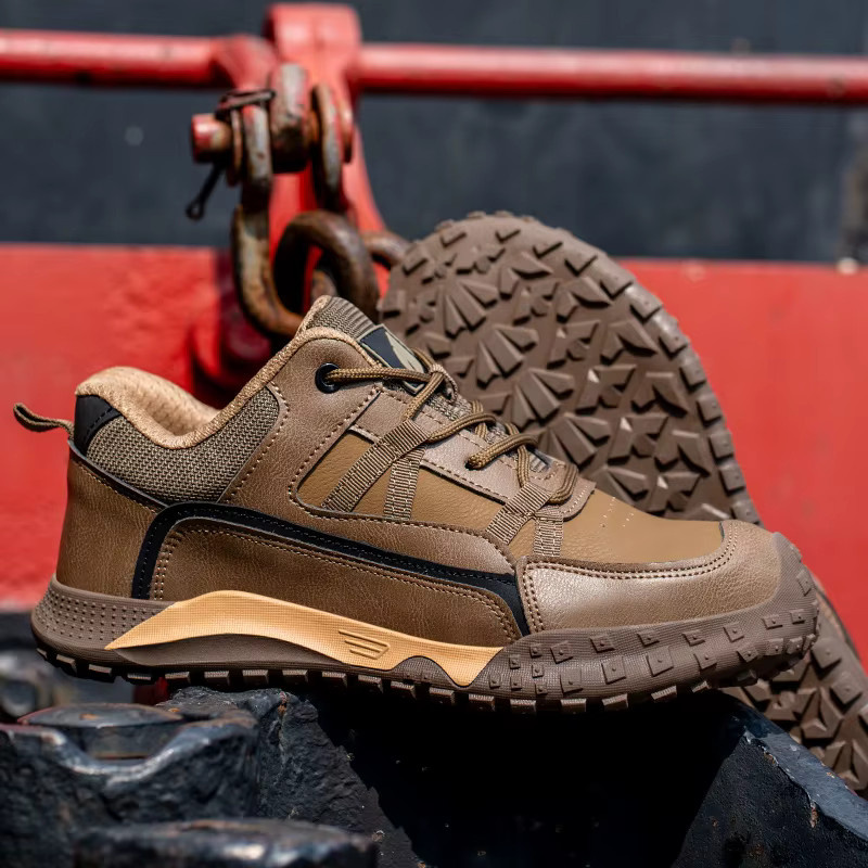 Sicherheitsschuhe für Herren mit Stahlkappe und Kevlar-Einlegesohle, pannensichere und bruchsichere Arbeitsstiefel in Braun - Bild 4