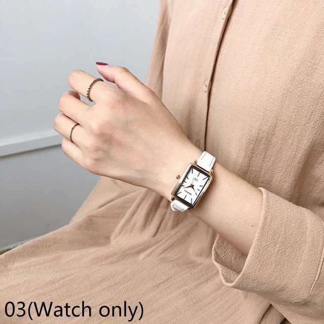 FallInLoveJewelry Armbanduhr Quarz, Lederband, Rechteckig, Weiß, Damen - Bild 1