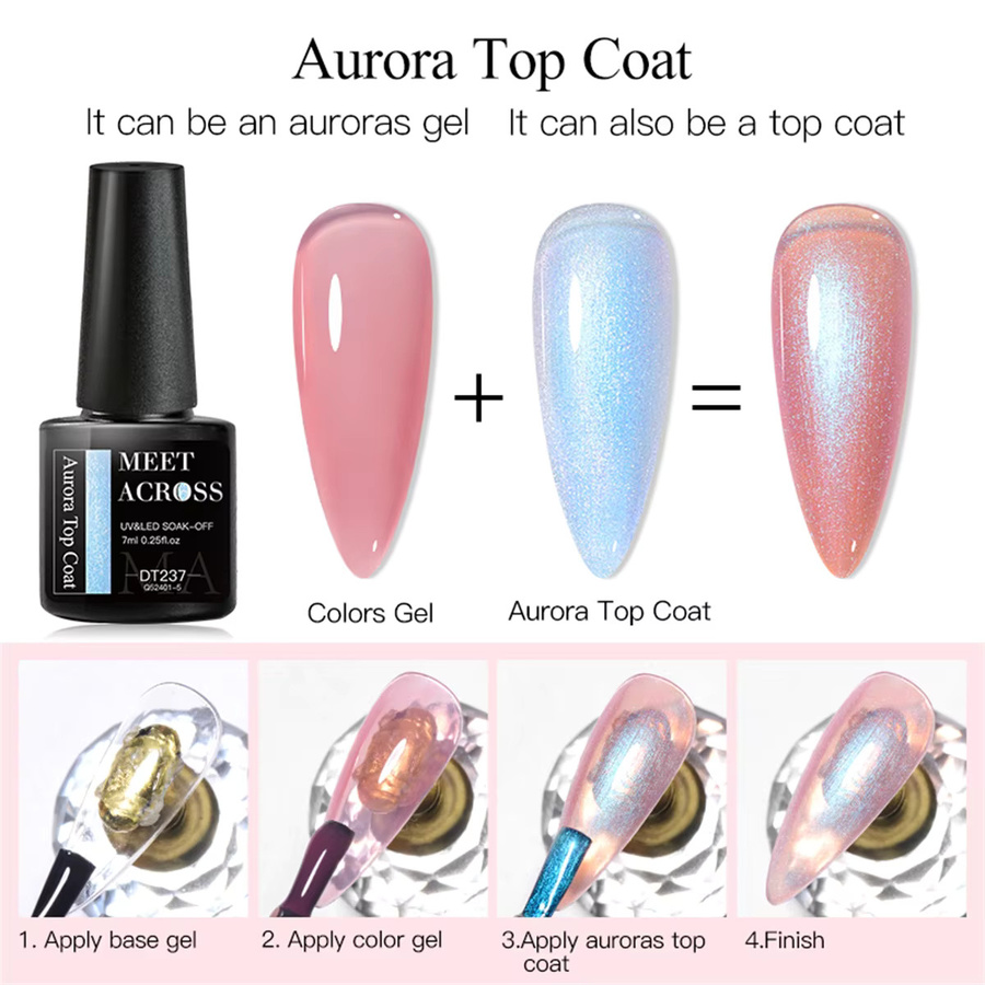 Meet Across Auroras Top Coat Nagellack, Perlrosa Lila, 7 ml - Bild 4