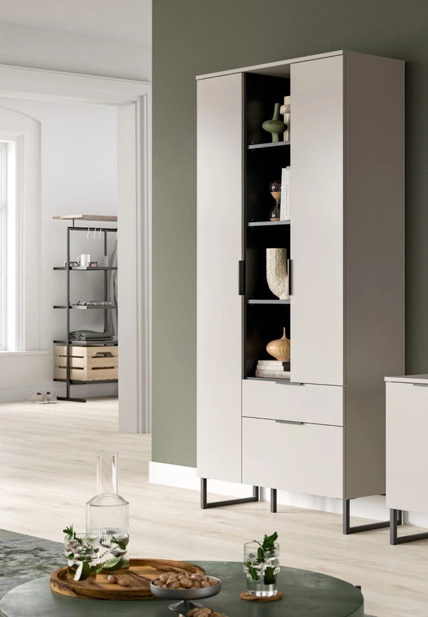 Stauraumschrank Morena von Inn.Furn in Kaschmir und Schwarz mit Soft-Close-Türen, Breite: 90 cm, Tiefe: 37 cm, Höhe: 192 cm - Bild 4