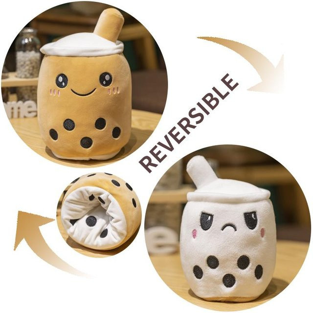 Yiran Health & Beauty Boba Plüschtiere, Doppelseitige Bubble Tea Puppe, 15cm - Bild 1