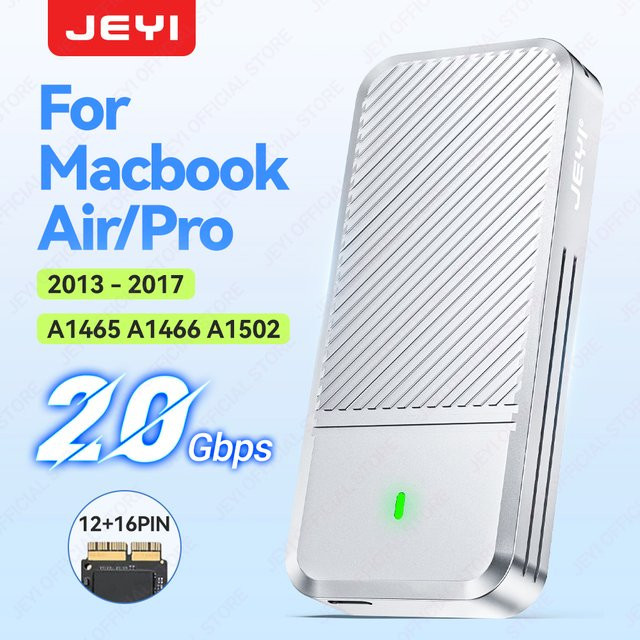 JEYI USB-C NVMe Gehäuse für MacBook Air und MacBook Pro 2013–2017, 20 Gbit/s Plug-and-Play Adapter, Silber, unterstützt bis zu 4 TB - Bild 1