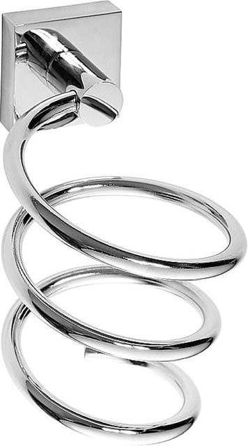 Brillantbad META Spiral Fönhalter aus Messing in Chrom poliert für Bad und WC, B/T/H: 10,0 x 18,5 x 12,5 cm - Bild 1