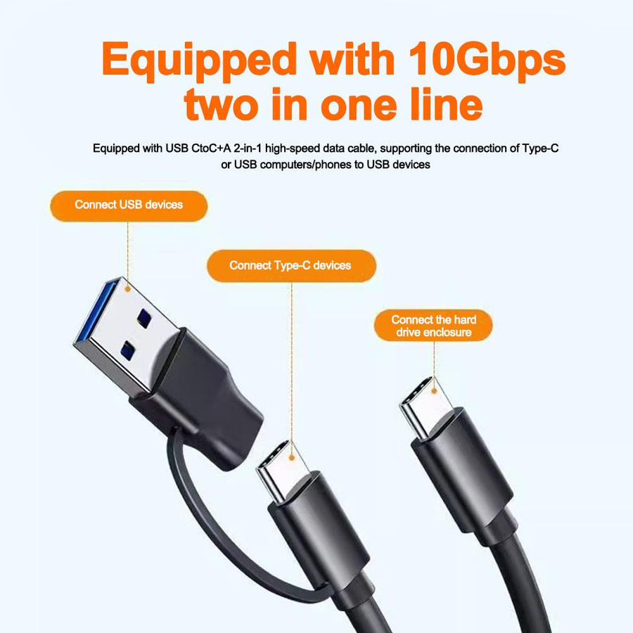 YJMP Electronic Externes NVMe PCIe M.2 SSD Gehäuse mit USB-C 10Gbps, Aluminiumgehäuse für M.2 SATA 2230/2242/2260/2280, Schwarz - Bild 5