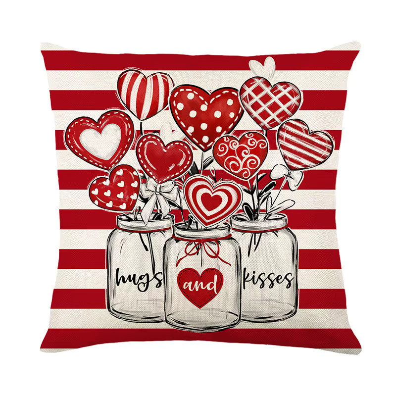 VIKAMA Dekorativer Kissenbezug mit Herzform und Buchstaben in Rot, B/B/H: 40 x 40 x 40 cm - Bild 2