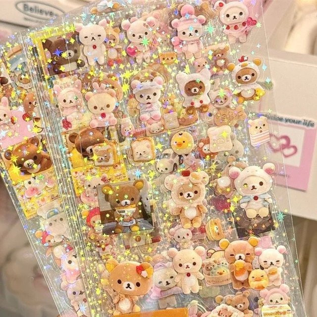 Bandai Hello Kitty Rilakkuma Aufkleber, 5-teiliges Set, Glänzende Laser-Aufkleber - Bild 1