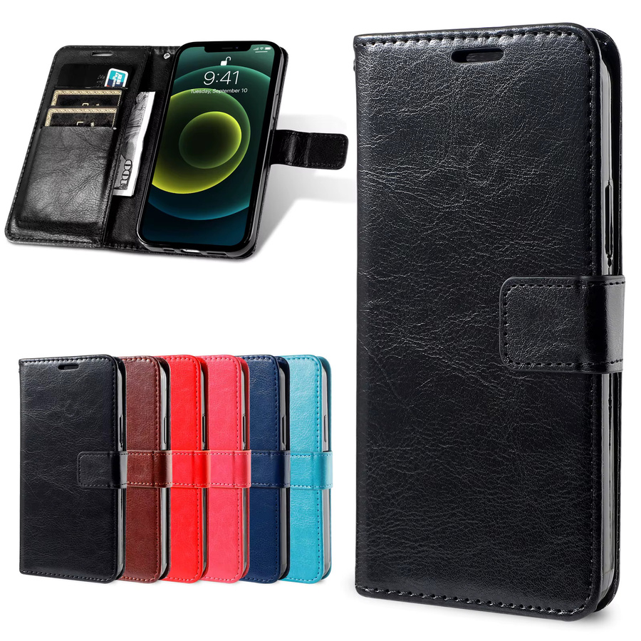 Lederhülle für Huawei P8 P9 P10 Lite P20 P30 P40 Pro P40Lite P30Lite P20Lite als Brieftasche mit Magnet-Flip-Cover in Schwarz - Bild 1