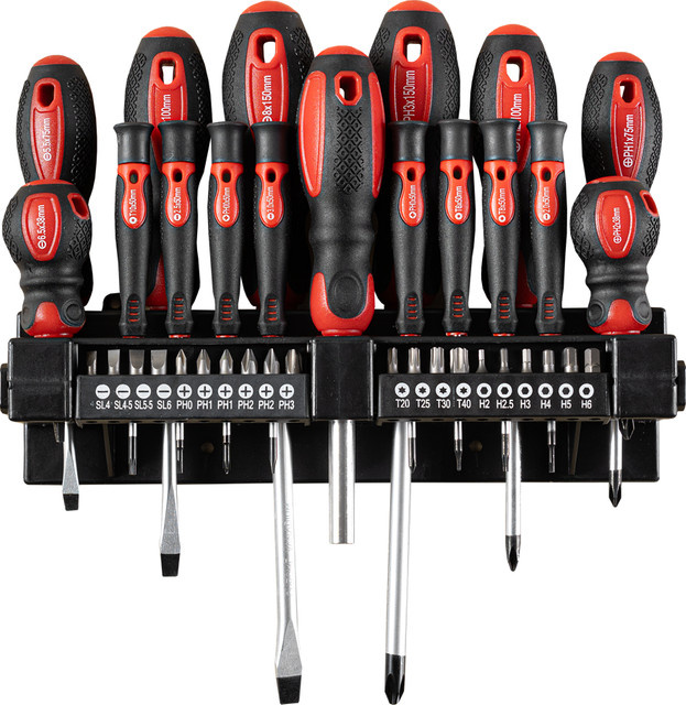 Tech-Craft Schraubendreher-Set mit Bits, 37-teilig, rot-schwarz - Bild 1